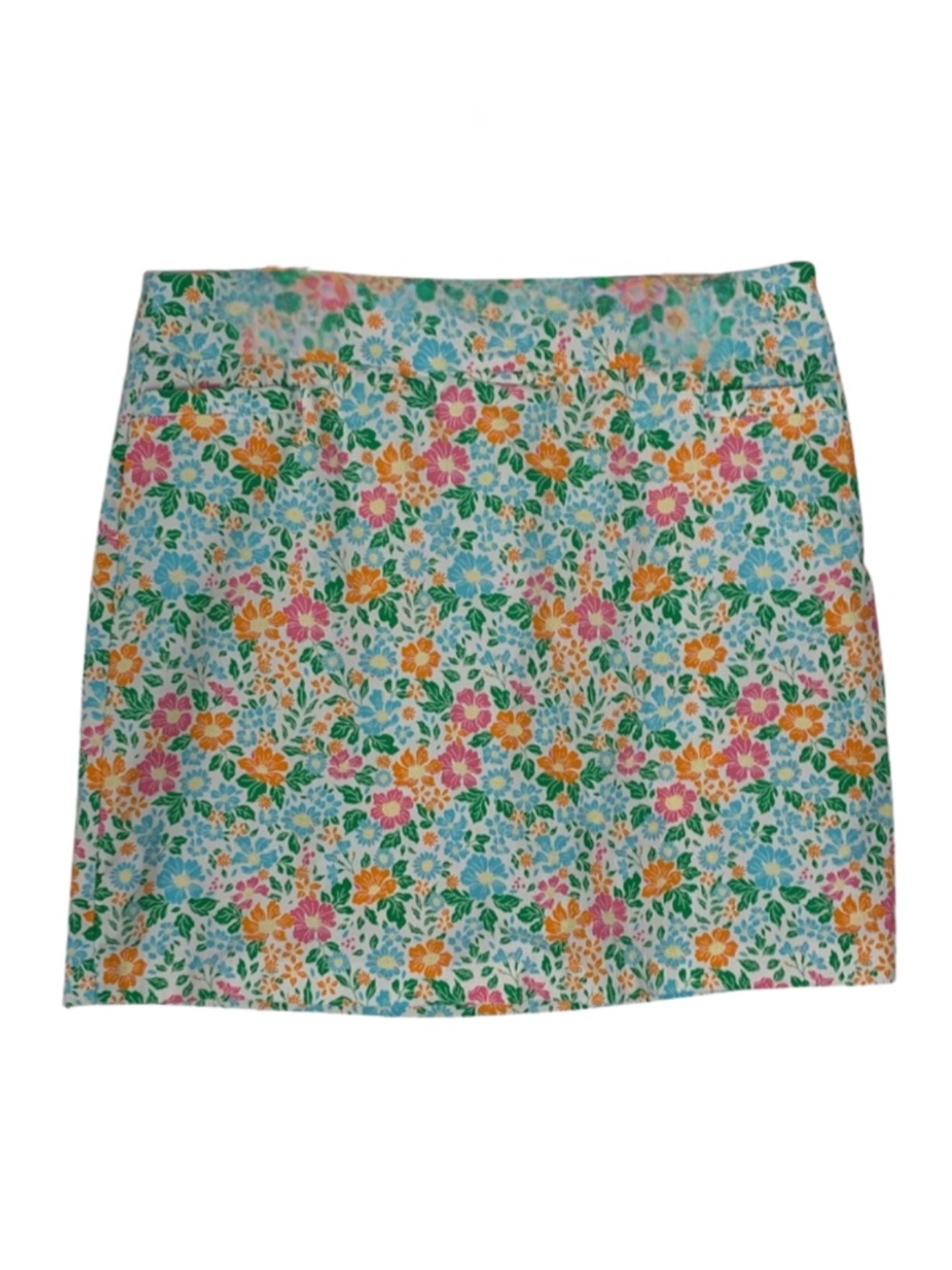 Kim Rogers Colorful Floral Mini Skort w/ Front Pockets Women Size 16W Vacation